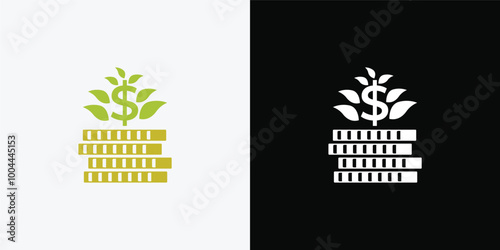 Dollar sprout, Funding logo, Growing money symbol vector illustration