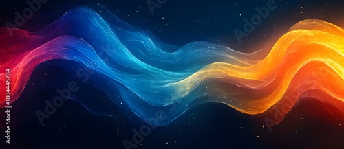 Abstract Rainbow Waves on Black Background photo