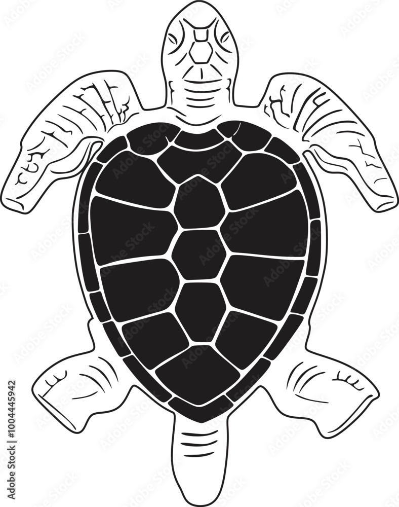 Fototapeta premium Little turtle vector design handmade silhouette. 
