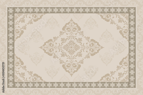 Erdenet Tapis Classique, Couleur Naturelle, Oriental abstract ornament, Geometry: Intricate Carpet and Textile Patterns for Yoga Mats, Tapest, Indian style. art ornament print.Design for carpet