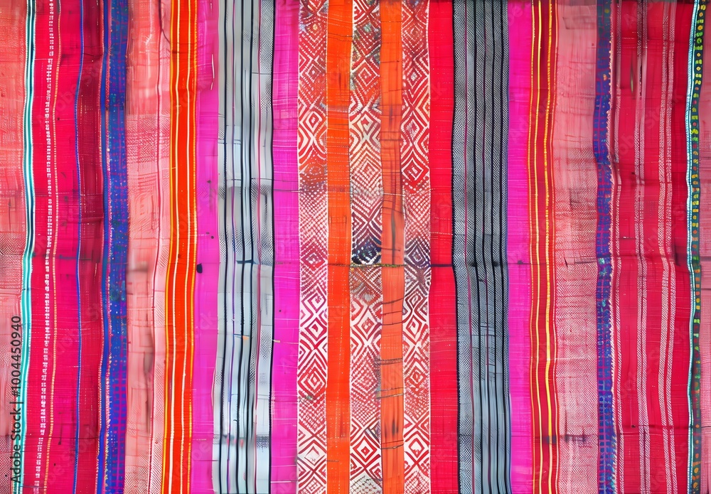 Vibrant Striped Yangshuo Batik Cloth Texture Vibrant Striped Yangshuo Batik Cloth Texture