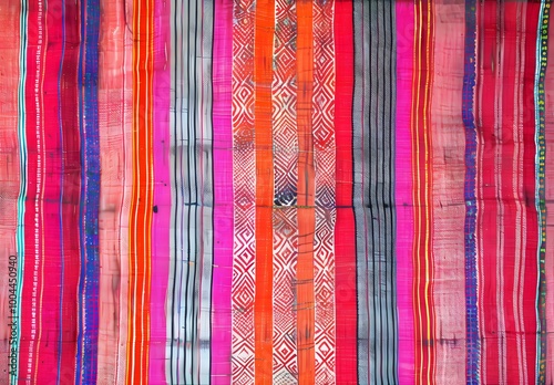 Vibrant Striped Yangshuo Batik Cloth Texture photo