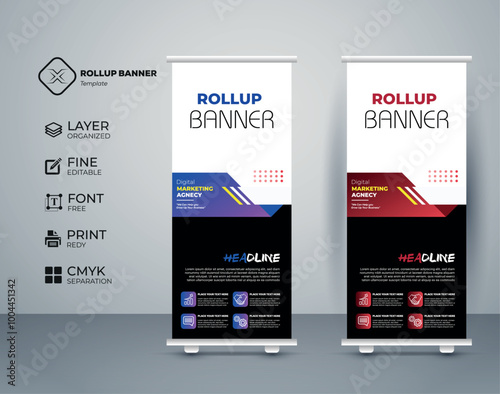 Premium Roll up banner template Top Quality color matched 