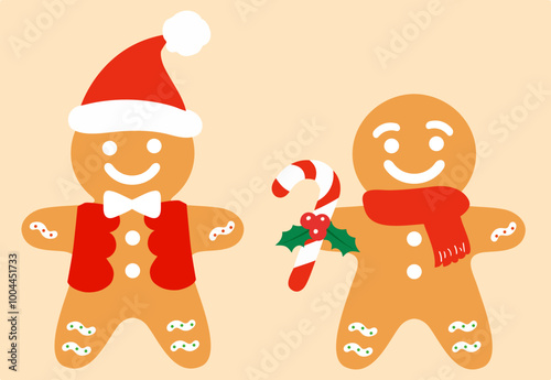 Gingerman cookie collection Flat design gingerbread man