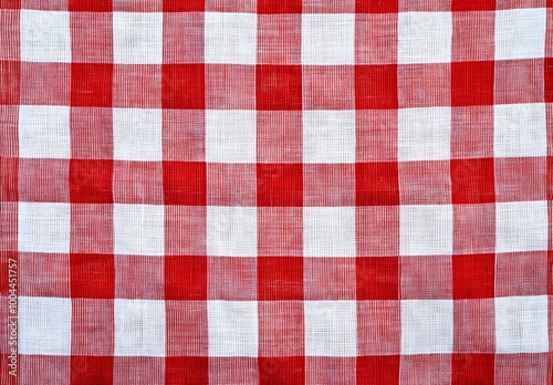 Red and White Gingham Fabric Background Texture