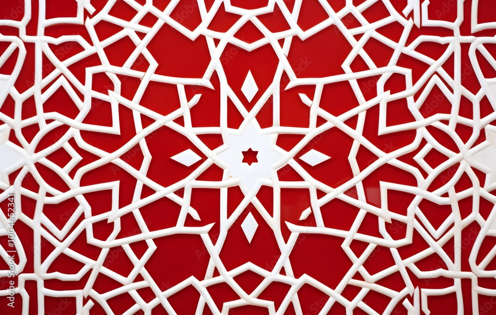 Red And White Islamic Geometric Pattern Background Red And White Islamic Geometric Pattern Background