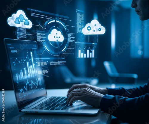 Analyst working, data analytics technology, Business Analytics and Data Management System on computer and artificial intelligence automation, Corporate strategy for finance, operations, sales. photo