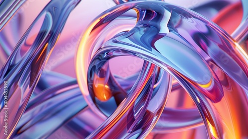 Wallpaper Mural Swirling glass and metal tubes, blue to vibrant pink, 3D. Torontodigital.ca