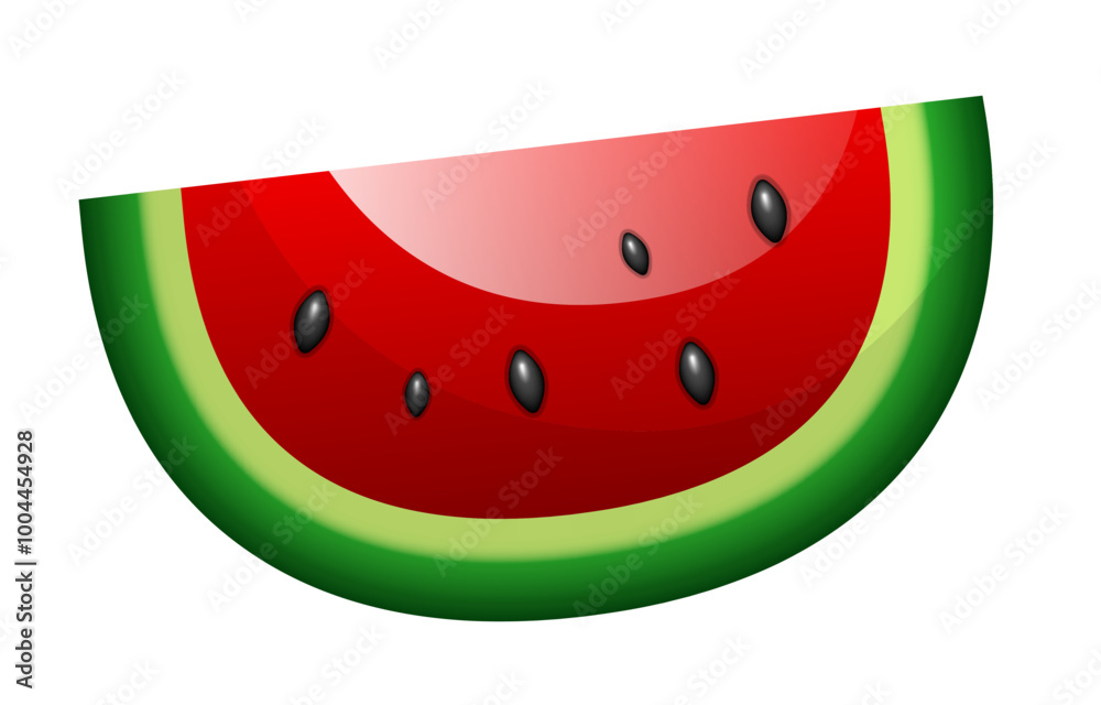 Watermelon slice. Vector 3D illustration isolated on white background.