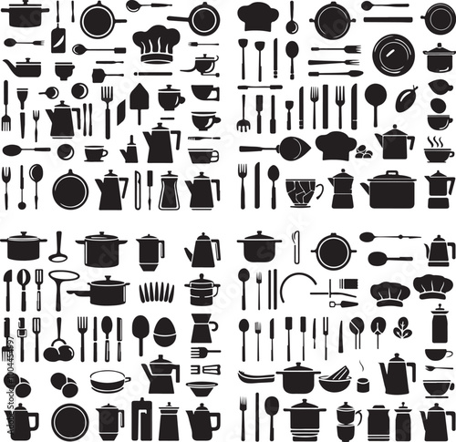 Kitchen and Dining Icons Vector Illustration