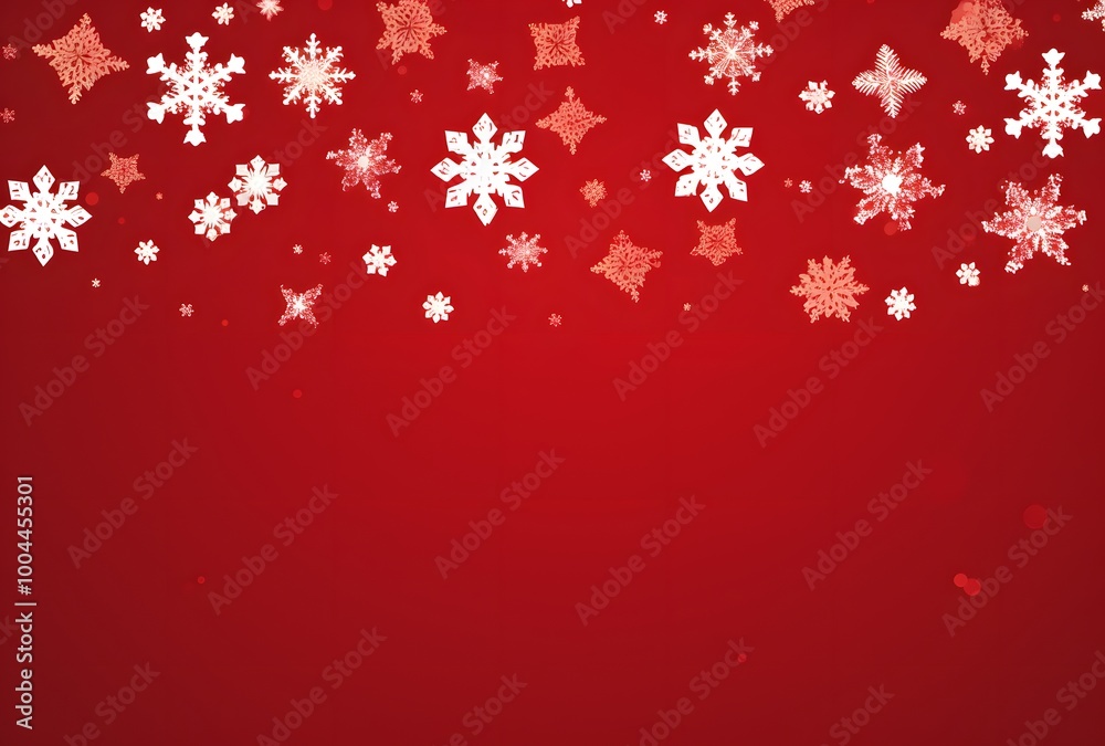 Red Background With Snowflakes For Christmas Card Red Background With Snowflakes For Christmas Card