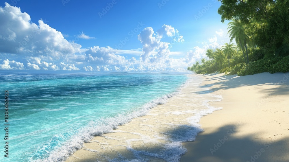 Tropical Beach Paradise White Sand Turquoise Water Palm Trees Tropical Beach Paradise White Sand Turquoise Water Palm Trees