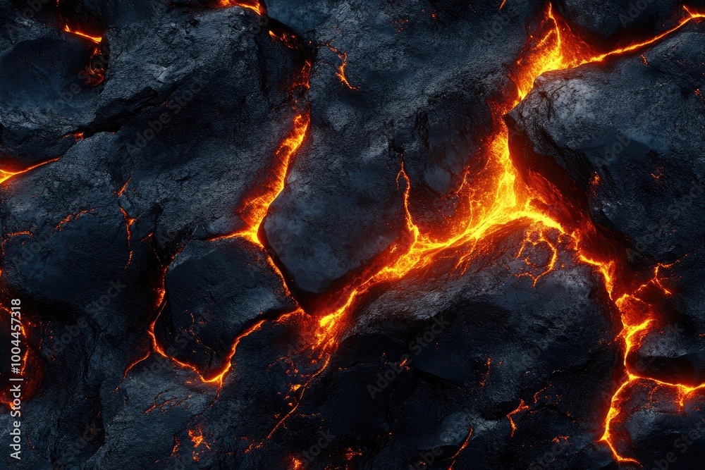Volcanic lava flow texture with fiery molten rock and intense heat Volcanic lava flow texture with fiery molten rock and intense heat