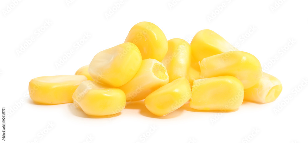 Pile of fresh corn kernels isolated on white Pile of fresh corn kernels isolated on white