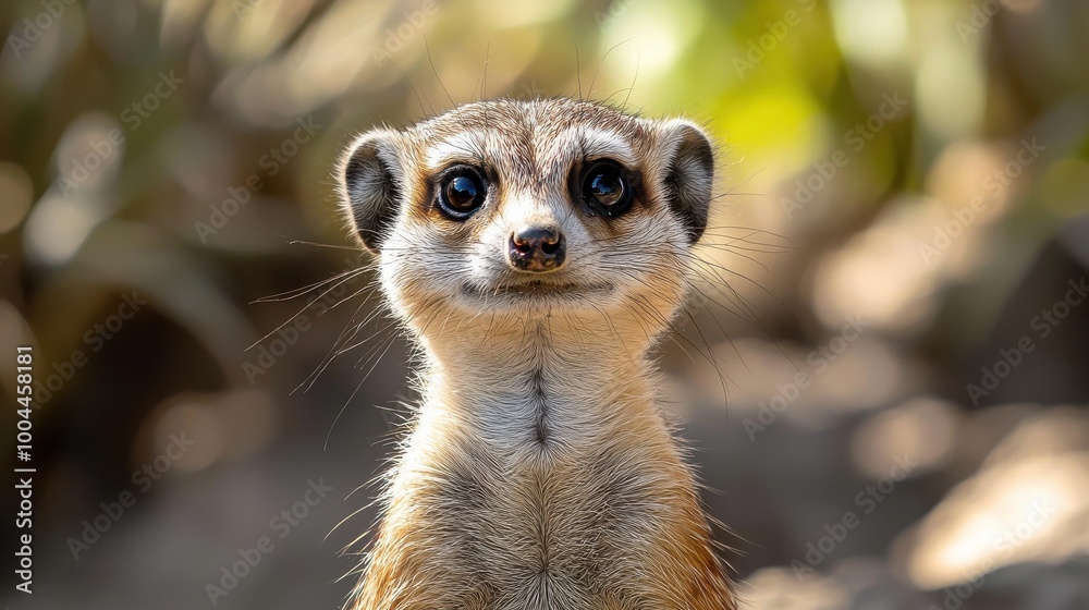 A curious meerkat standing upright in a sunny desert habitat, observing its surroundings in the early afternoon light A curious meerkat standing upright in a sunny desert habitat, observing its surroundings in the early afternoon light