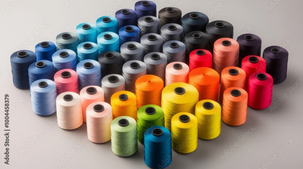 Colorful Sewing Threads Spools on Grey Background Colorful Sewing Threads Spools on Grey Background