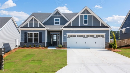 Modern Two-Story Home with White Garage Door