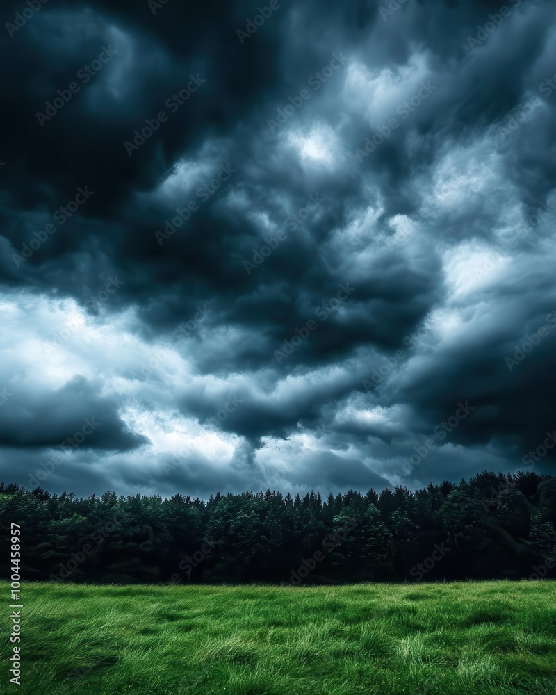 Overcast sky with dark clouds threatening rain, gloomy weather, moody atmosphere Overcast sky with dark clouds threatening rain, gloomy weather, moody atmosphere