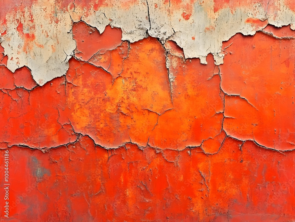 Red Orange Rusted Metal Texture With Cracked Paint Red Orange Rusted Metal Texture With Cracked Paint