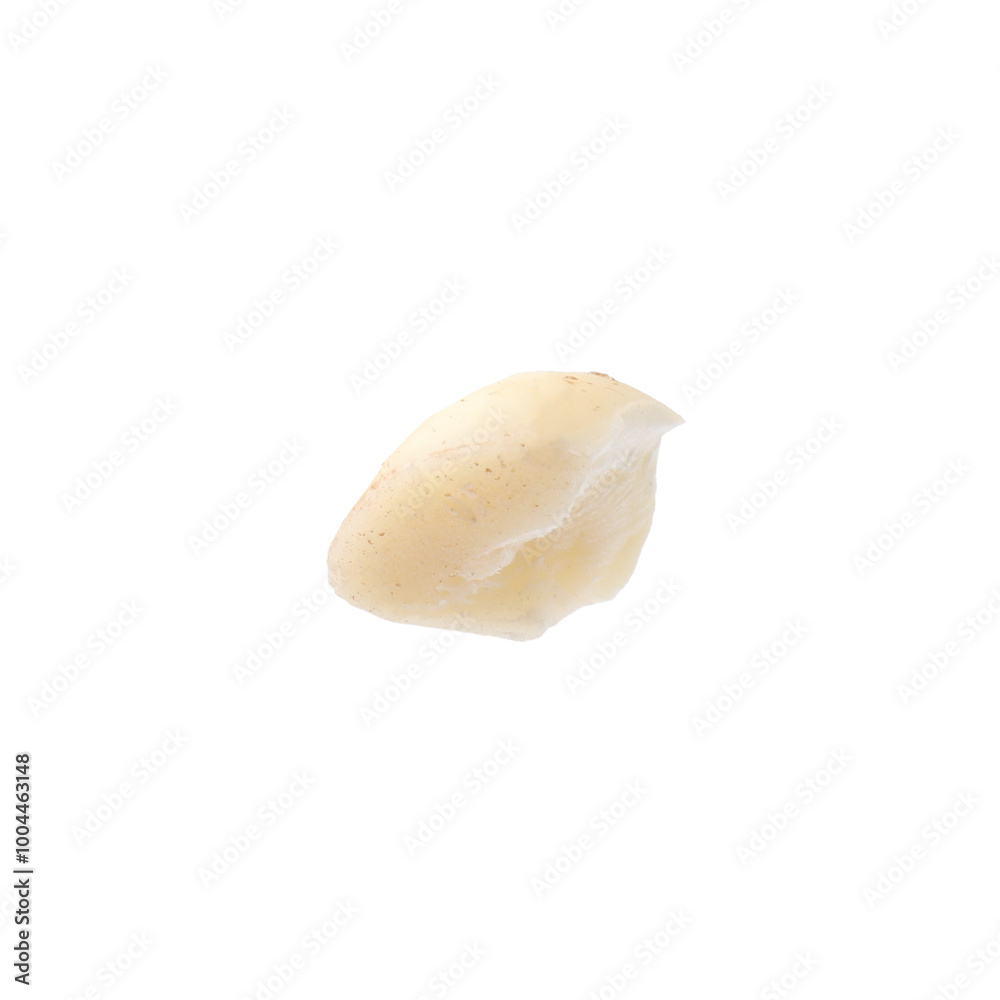 Piece of macadamia nut isolated on white Piece of macadamia nut isolated on white