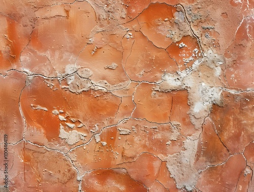Cracked Terracotta Wall Texture - Close-Up