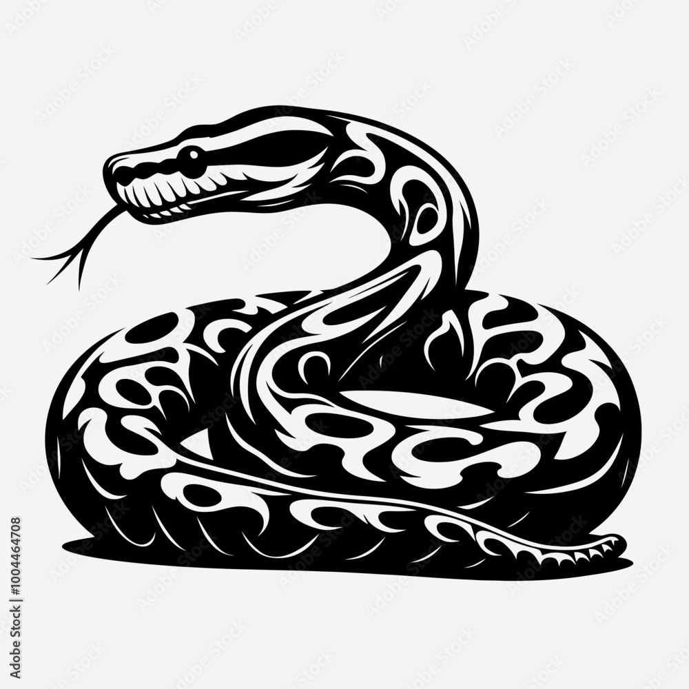 Obraz premium snake silhouette vector illustration, animal illustrations artwork and design, Snake silhouette flat vector illustration logo icon clipart isolated on white background