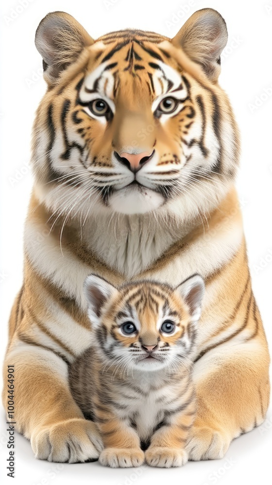 Fototapeta premium This illustration depicts a variety of animals including an elephant, giraffe, monkey, lion, and others, all gathered together on a clean white background, celebrating wildlife diversity