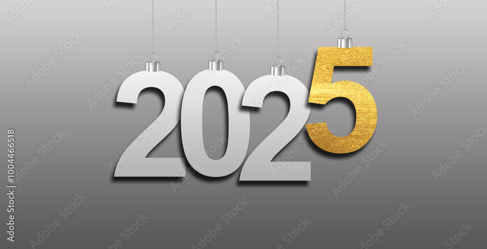 3D Render 2025 Number With White Background