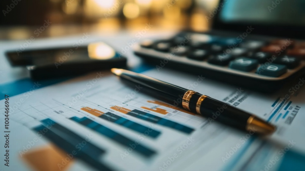 A close-up of a financial report with detailed graphs and charts, alongside a pen and calculator, emphasizing the importance of data analysis in banking decisions. A close-up of a financial report with detailed graphs and charts, alongside a pen and calculator, emphasizing the importance of data analysis in banking decisions.