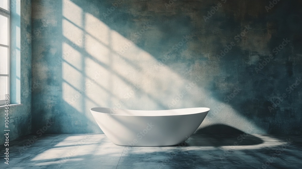 Elegant freestanding bathtub in a sunlit room