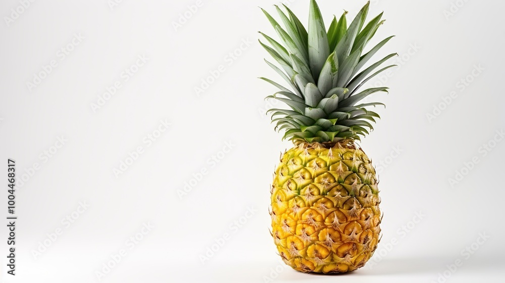 A Ripe Pineapple on a White Background