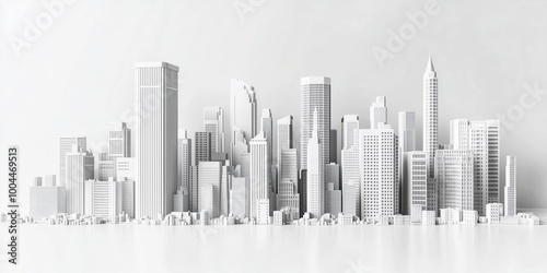 Monochromatic white city skyline