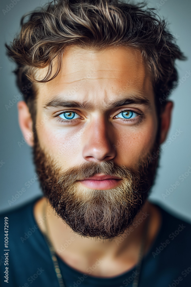 Portrait man with beard and blue eyes. Portrait man with beard and blue eyes.