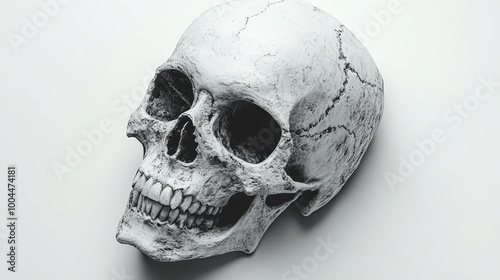 A skull is shown in a white background