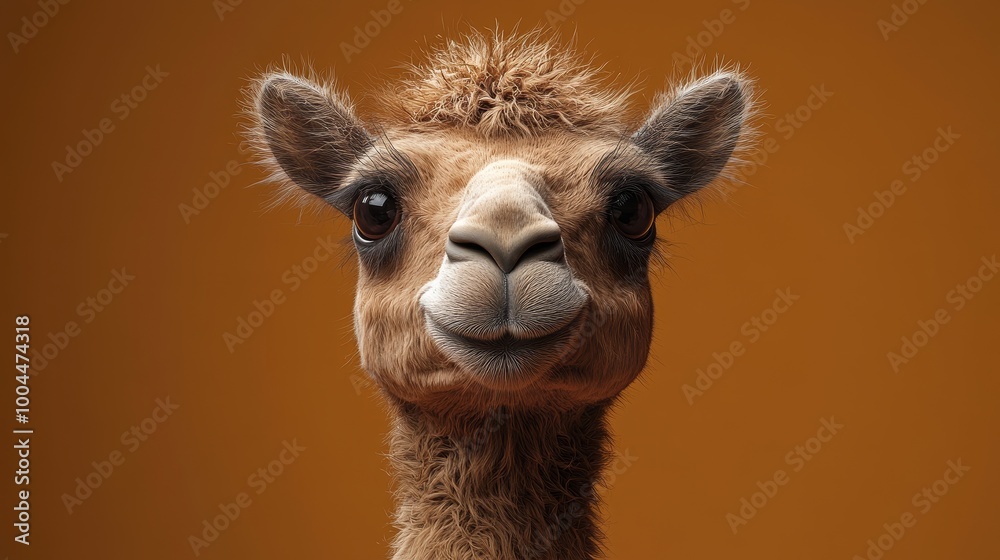 Obraz premium A cute baby camel with a big smile on its face
