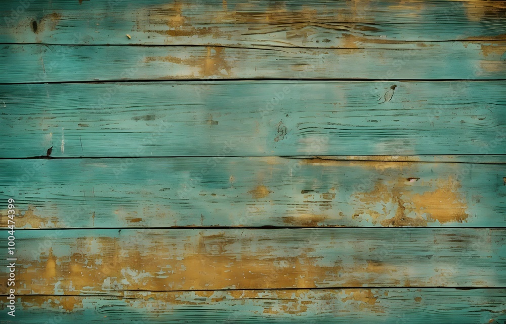 Fototapeta premium Rustic Teal Wooden Background with Gold Texture