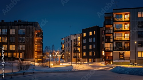 Modern Apartments in Winter Landscape