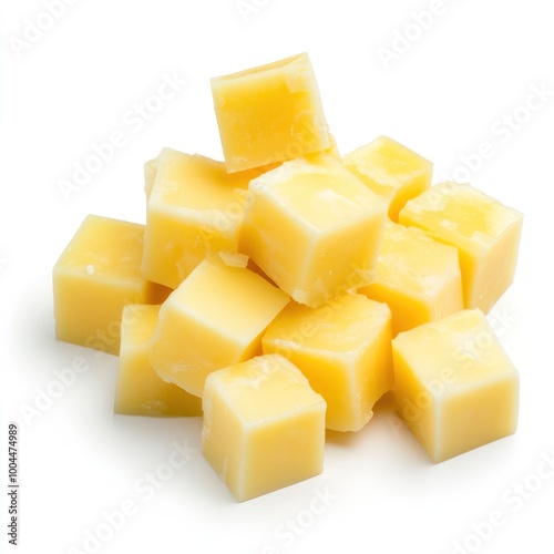 cubes of cheese on a white