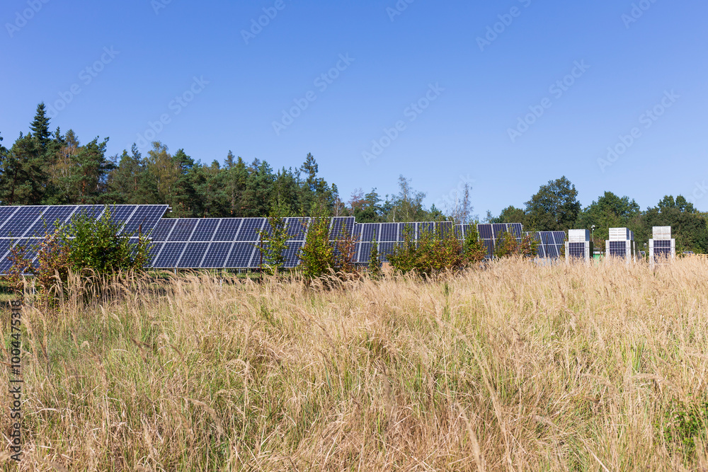 Solar Power Station in the autumn Landscape