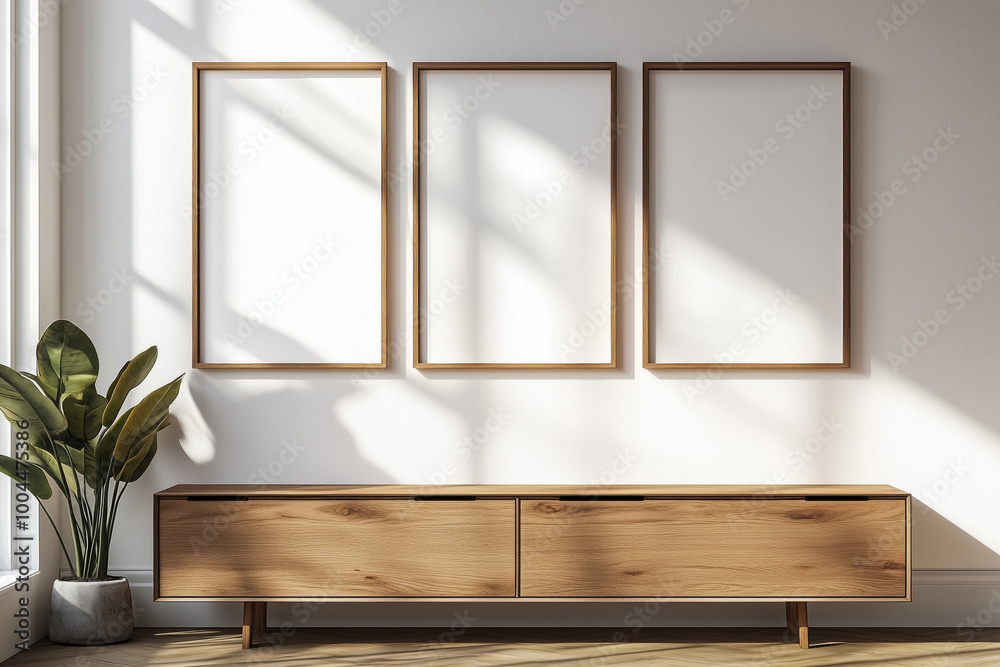 Mockup poster canvas frames on the wall Mockup poster canvas frames on the wall