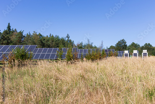 Solar Power Station in the autumn Landscape 