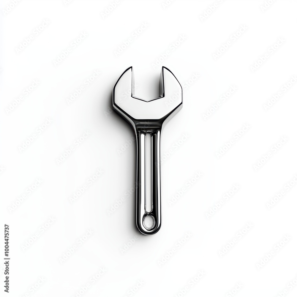 Chrome adjustable wrench, white isolated background. Chrome adjustable wrench, white isolated background.