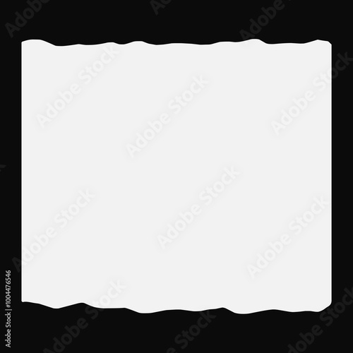 Aesthetic square torn paper, isolated on black background