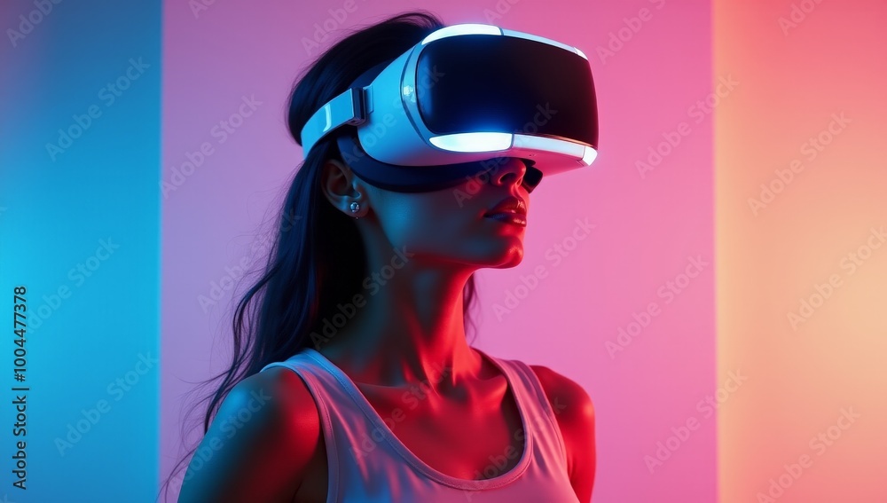 People Using VR Headsets to Explore a Virtual Reality Experience: Future Technology, Gaming, Immersive Entertainment and Metaverse Concepts 