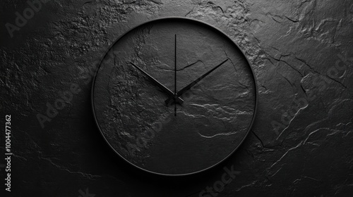 Wallpaper Mural Black wall clock with a minimalist design, no numbers, set against a textured backdrop, representing modern simplicity. Torontodigital.ca