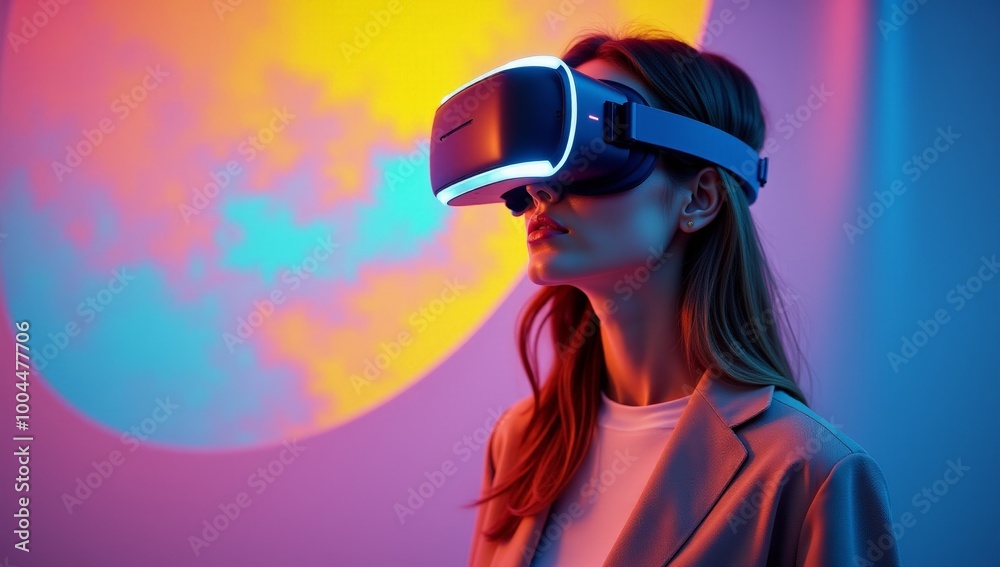 People Using VR Headsets to Explore a Virtual Reality Experience: Future Technology, Gaming, Immersive Entertainment and Metaverse Concepts People Using VR Headsets to Explore a Virtual Reality Experience: Future Technology, Gaming, Immersive Entertainment and Metaverse Concepts