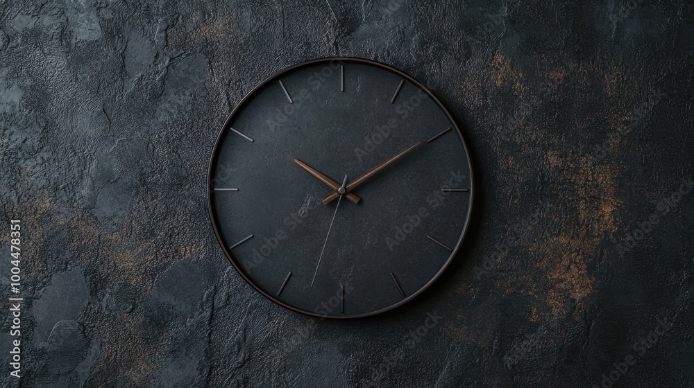 custom made wallpaper toronto digitalBlack wall clock with a minimalist design, no numbers, set against a textured backdrop, representing modern simplicity.