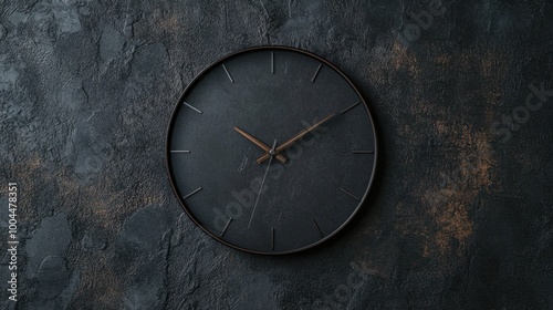 Wallpaper Mural Black wall clock with a minimalist design, no numbers, set against a textured backdrop, representing modern simplicity. Torontodigital.ca