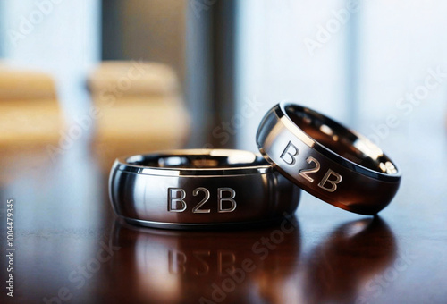 3d illustration render of two rings with the word text 