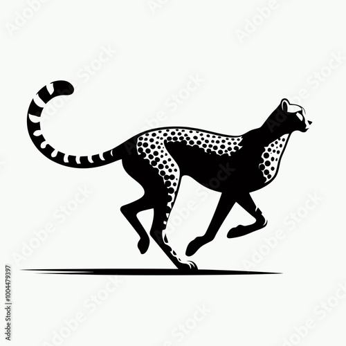 Silhouette of a cheetah in full sprint, showcasing the speed and grace of the fastest land animal, silhouette of running cheetah photo